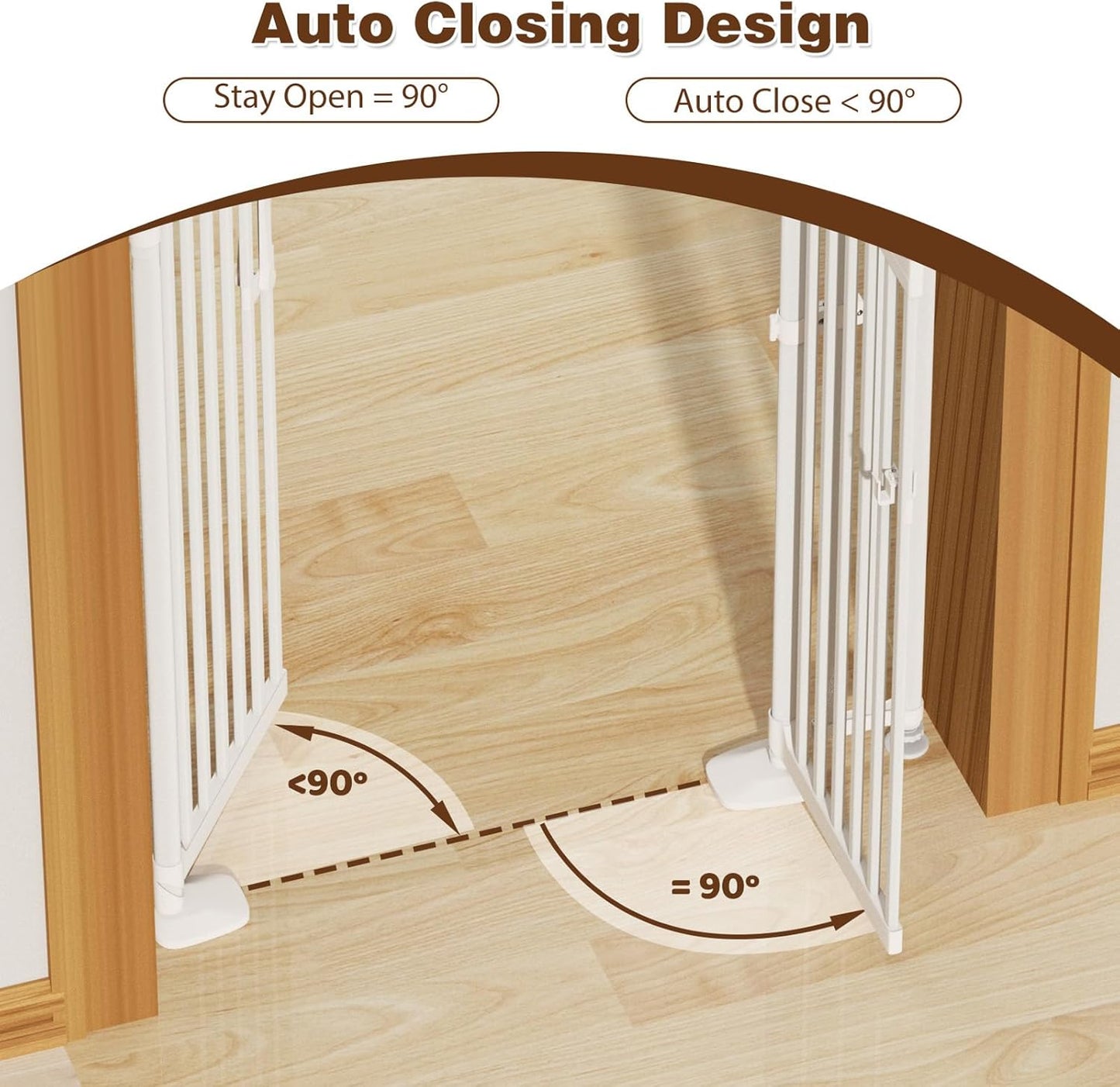 Glaf 74" Extra Tall Cat Gat, 30.31-38.19" Wide Adjustable Cat Door Pressure Mounted Pet Gate with Extra Narrow Gap Auto Close Dog Safety Gate for Doorways, Kitchen,Stairs