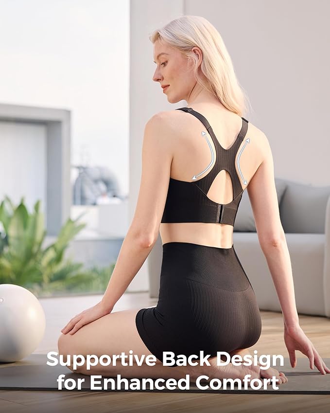 Momcozy Nursing Bras for Breastfeeding, Ribbed Maternity Bra with Racerback, Soft Stretchy Nursing Sports Bra for Yoga