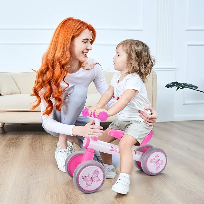 Baby Balance Bike 1 Year Old, Toddler Bike for One Year Old Girl Birthday Gift, 1-3 Years Toddler First Bike with No Pedal & Silence Wheels, Ride on Toy Gifts for 1 Year Old Girl