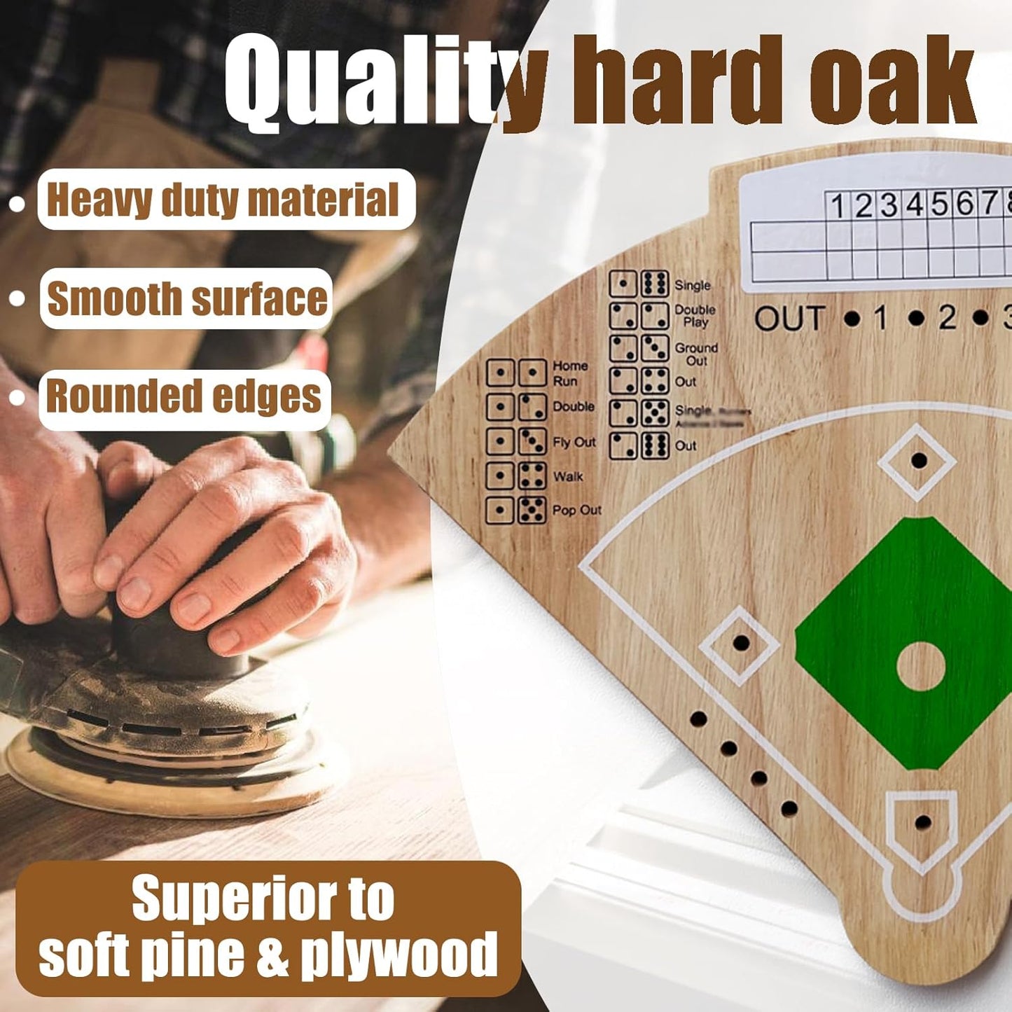 Baseball Board Game, Oak Made Leisure Game for Sport Battle Table Game for Family Party Holiday Coffee Travel Time Gameboard