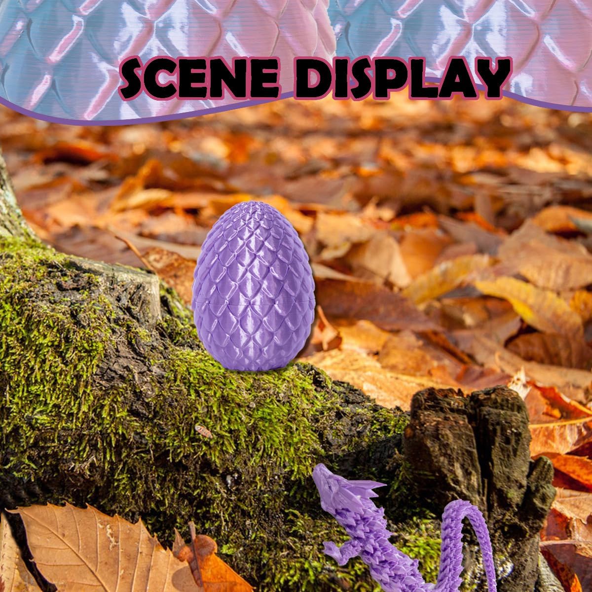 3D Printed Dragon Eggs with Dragon Inside, 12In Silk Purple Dragon Egg Fidget Toy, Executive Desk Articulated Dragon Toy, Home Office Decoration