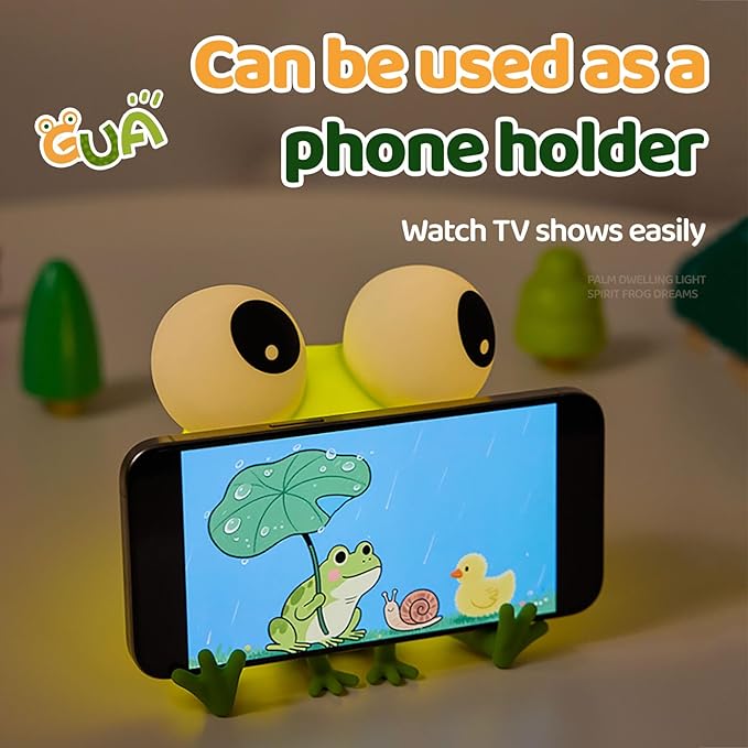 Frog Night Light for Kids, Cute Silicone Dimmable Nursery Night Light, Rechargeable Bedside Lamp, Portable Creative Gifts for Children, Teens, Girls, Boys Christmas Birthday