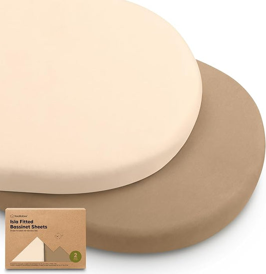 2-Pack Baby Bassinet Sheets Girl, Boy - 33x17 Viscose Derived from Bamboo Bedside Mattress Fitted Bassinet Sheets, Compatible with Halo Bassinest Swivel Sleeper, Baby Delight, Graco (Pecan)