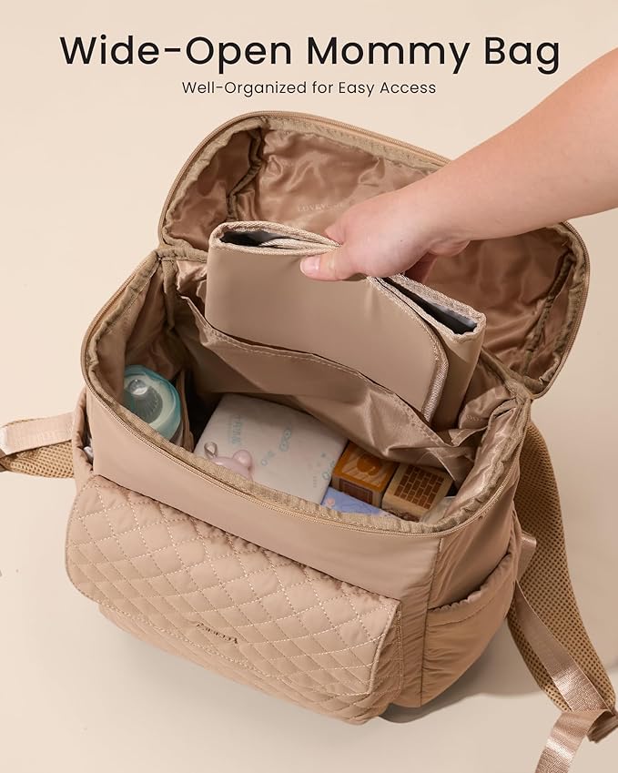 LOVEVOOK Diaper Bag Backpack, 3 in 1 Baby Bag with Changing Pad & Detachable Straps, Large Diaper Backpack for Mom Dad with Stroller Buckles