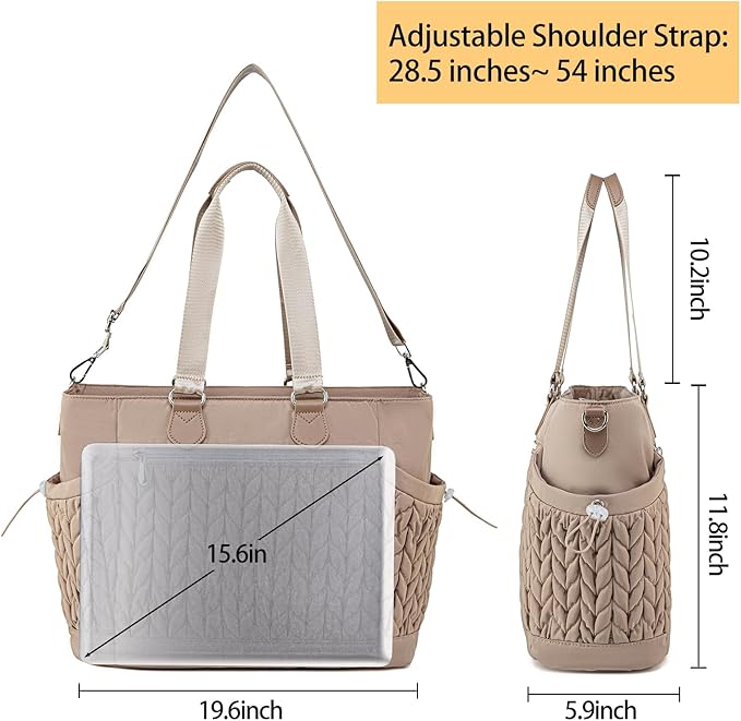 Diaper Bag Tote, Large Tote Baby Diaper Bag with 15.6" Laptop Compartment and Insulated Pockets, Crossbody Hospital Bags