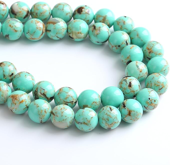10MM 38PCS Peacock Blue Shell Turquoise Spacer Loose Beads for Jewelry Making DIY Bracelet Necklace