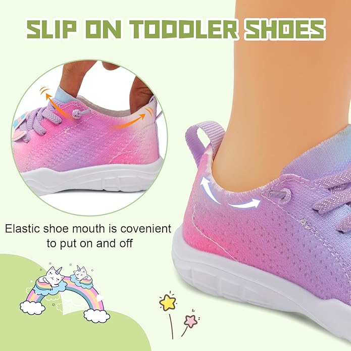 JIASUQI Toddler Shoes for Boys Girls Slip on Sneakers Wide Toe Walking Shoes Toddler Sock Shoes