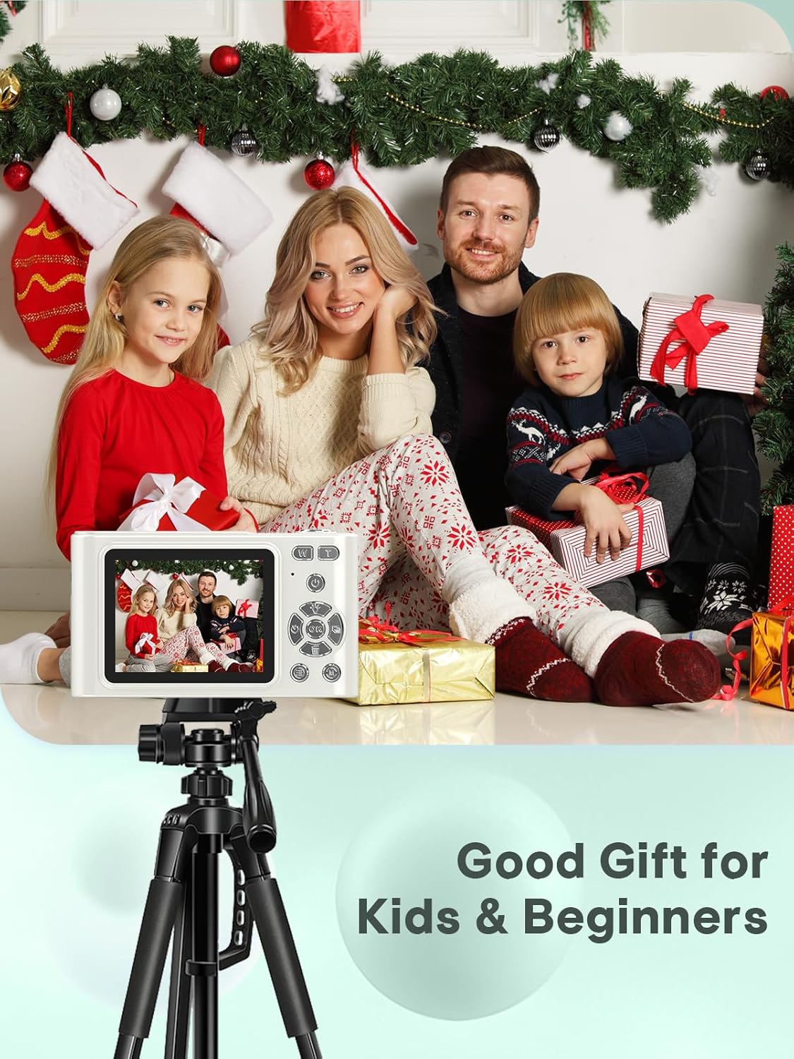 Digital Kids Camera 1080P Vlog Camera with 64GB, Lanyard, 16X Zoom Anti Shake, Card Reader 44MP Compact Portable Point Shoot Digicam for Kid Teen Girl Boy Christmas Halloween Thanksgiving