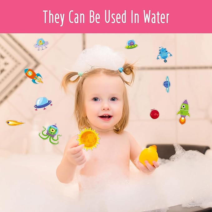 40PCS Space Jelly Stickers, Universe Thick Window Door Clings Removable Reusable Planet Gel Clings Decals for Kids Toddlers Adults Home Classroom Nursery Decorations Party Supplies (Not Edible)