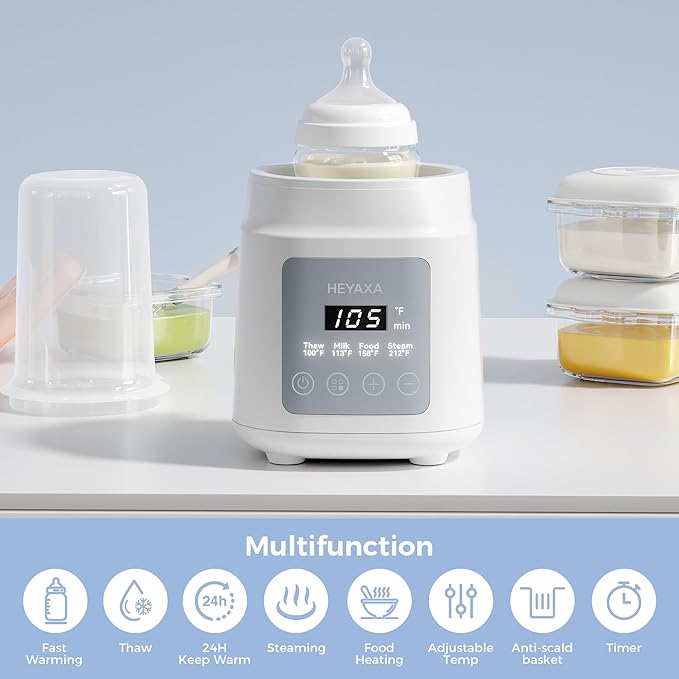 Bottle Warmer with Even Heating to Prevent Nutrient Loss from Fast Heating, Baby Bottle Warmer for Breastmilk & Formula, Accurate Temp Control, Defrost, Keep Warm, Heat Baby Food (White)