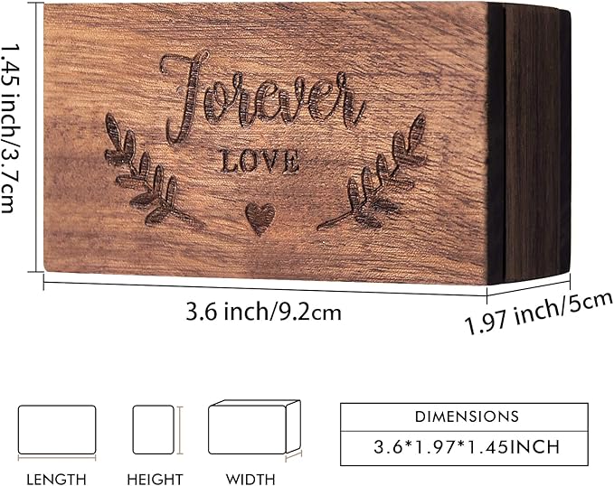 AW BRIDAL Ring Bearer Box Wedding Ring Box Walnut Wood Ring Organizer for Jewelry Wedding Engagement Gift for Couple Proposal