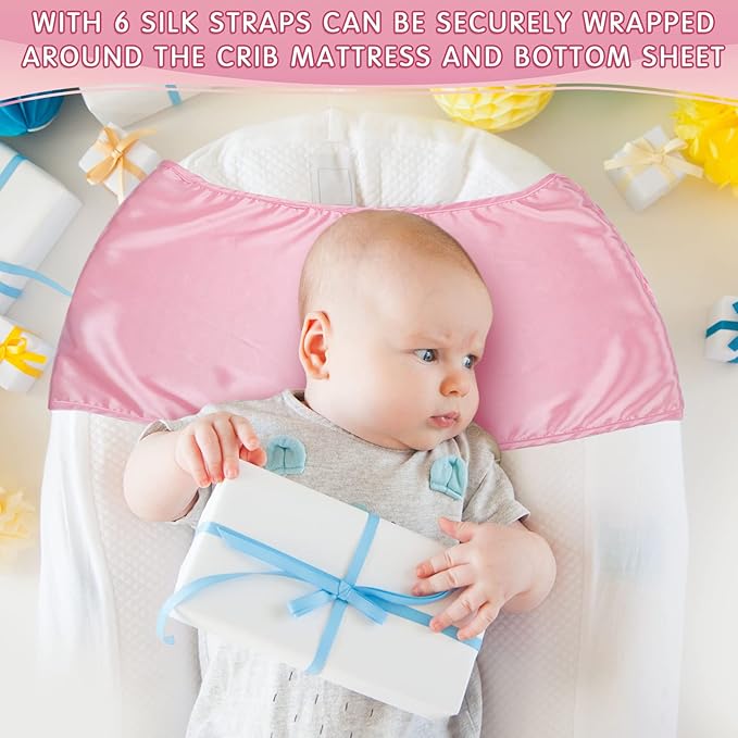 Hosuly 2 Pcs Satin Bassinet Sheet Baby Hair Soft Silk Feeling Sheet Baby Bassinet for Rectangle Cradle Pad Mattress Boys Girls Newborn Infant(Pink and Purple)