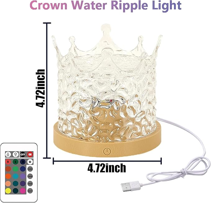 Ocean Wave Ceiling Projector, Northern Lights 16 Colors Water Lights Projector, Water Ripple Ambient Night Light with Remote, Touch Control Aurora Projector for Bedroom,Room Decor,Kids Room (Crown)