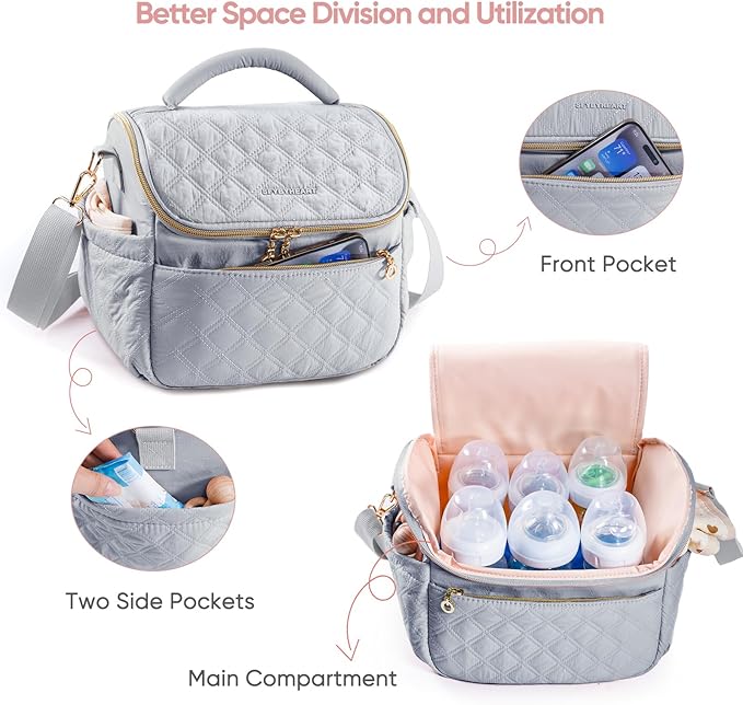 SFYBYHEART Breastmilk Cooler Travel Bag with Ice Pack for 6 Baby Bottles Up to 9 Ounce - Insulated Bottle bag for Daycare - Breastmilk Storage Bag - Baby Bottle Cooler Bag - Bottle Holder