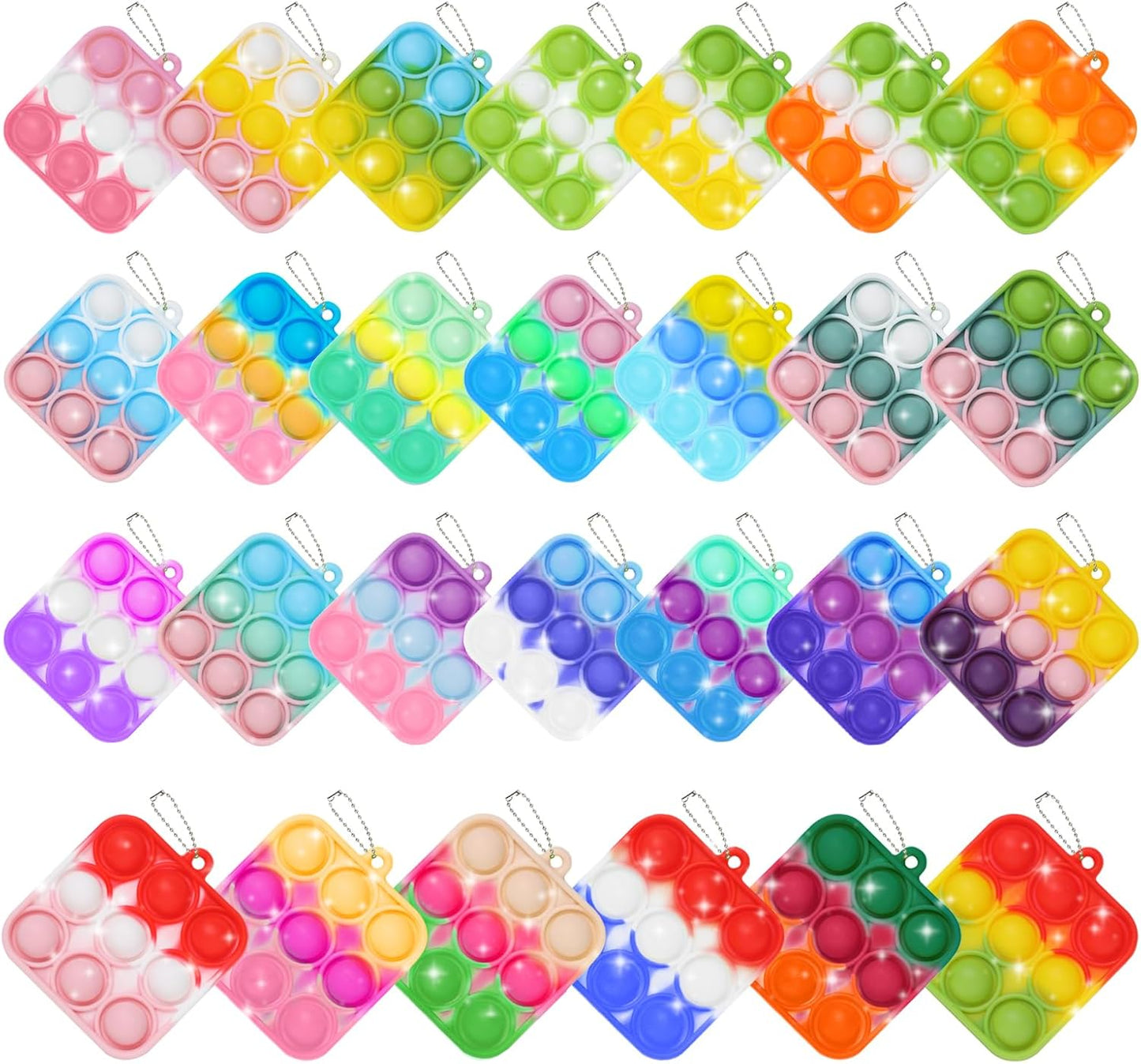 30PCS Party Favors for Kids,Bulk Fidget Toys, Birthday Party Toys, Small Classroom Prizes Box Fidgets Toys for Kids Toddlers Adult, Goodie Bag Stuffers, Treasure Chest, Bubbles Poppers (Square)