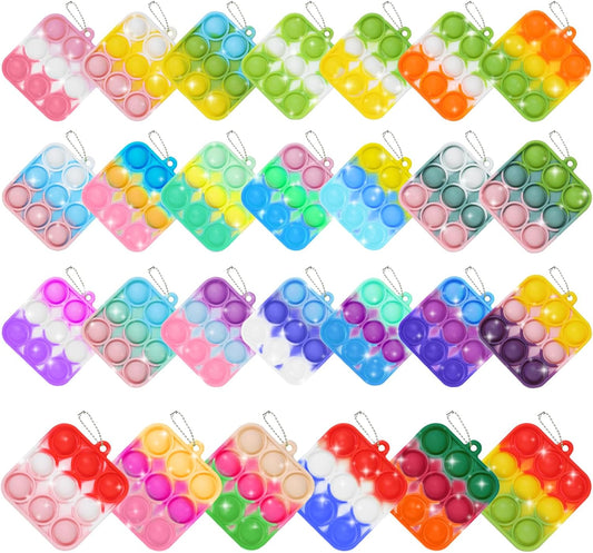30PCS Party Favors for Kids,Bulk Fidget Toys, Birthday Party Toys, Small Classroom Prizes Box Fidgets Toys for Kids Toddlers Adult, Goodie Bag Stuffers, Treasure Chest, Bubbles Poppers (Square)