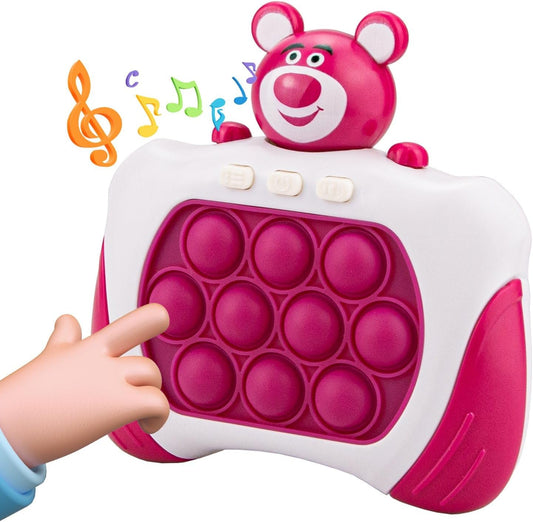 Fast Push Bubbles Pop Fidget Toy It Game, Quick Push Light Up Pop Interactive Sensory Toy, Fast Push Button Game for Kids Adult, Stress Relief Handheld Game Present Toy for 3 4 5 6 7 Years Boy Girl