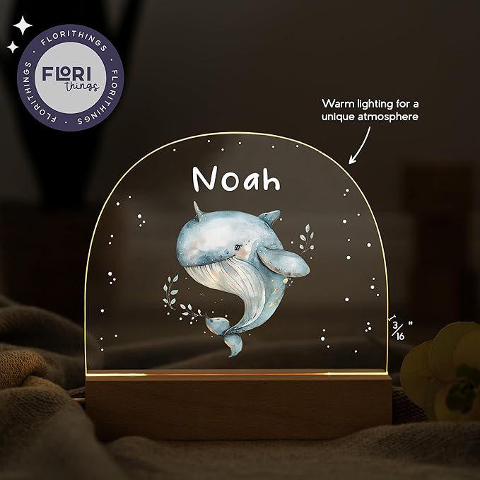 Baby Boy Personalized Items/Infant Gifts for Baby Boy/Personalized Toddler Gifts/Custom Night Light with Name/Unique Newborn Essentials/Whale