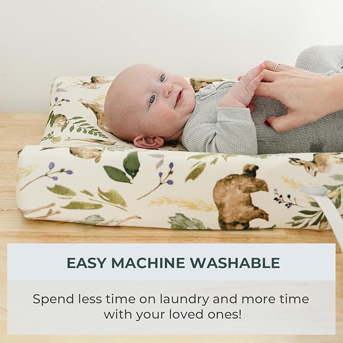 Pobibaby - 2 Pack Premium Changing Pad Cover - Ultra-Soft Cotton Blend, Stylish Woodland Pattern, Safe and Snug for Baby (Wildlife)