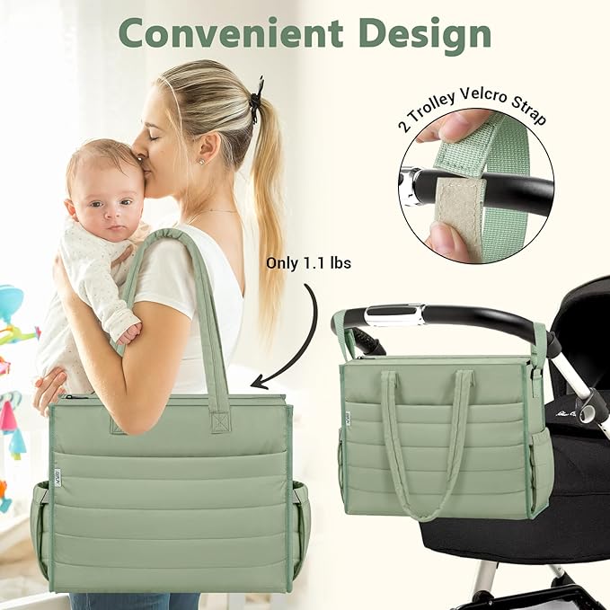 IBFUN Diaper Bag Tote for Baby - Large Baby Bag 4Pcs with Waterproof Changing Pad Pacifier Case, Travel Hospital Mommy Bag