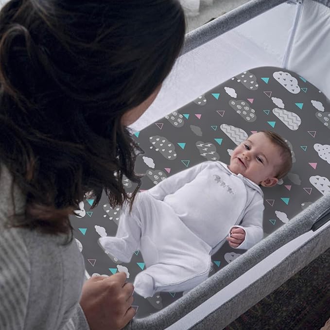Stretch Fitted Bassinet Sheet Set BROLEX 2 Pack Cradle Sheets for Bassinet Pad/Mattress,Unisex Boys Girls,Ultra Soft,Whale Cloud
