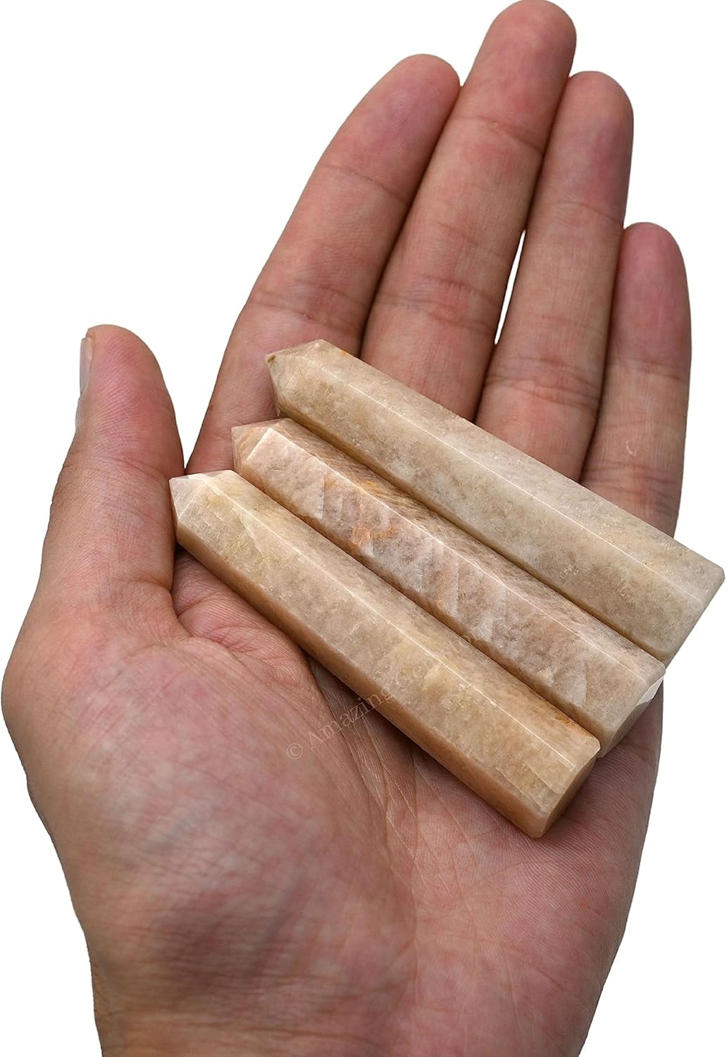 Amazing Gemstone Cream Moonstone Crystal Towers - Natural Healing Crystal Point Obelisk for Reiki Healing and Crystal Grid (3 Inch)