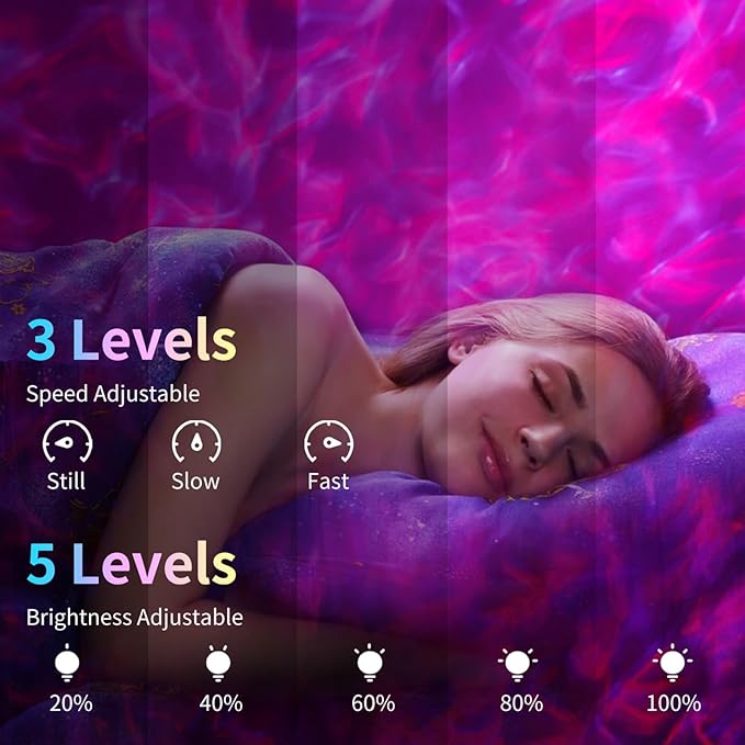 Moredig Galaxy Projector for Bedroom, 12 Colors LED Night Light Projector with Moon, Brightness and Fluctuation Speed Adjustment for Nursery, Parties, Home Decor, Home Theater