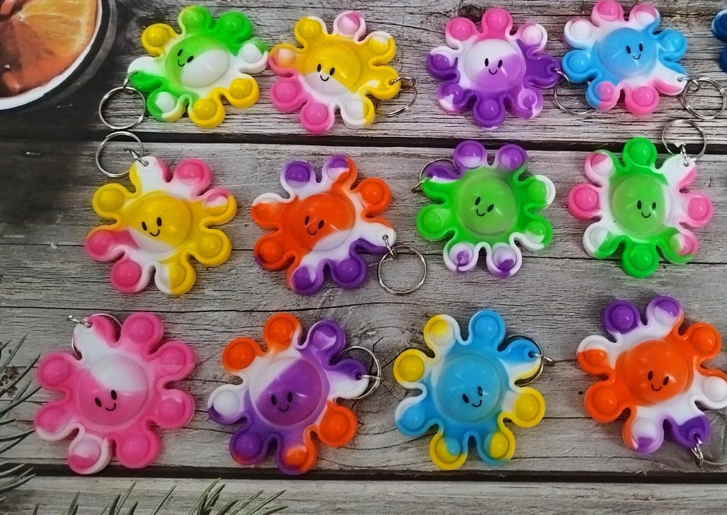 12 Packs Bulk octopus Fidget Bubble Mini Pop Keychain Fidget for Teens and Kids,Birthday Party Favors Supplies Summer Student Prizes Gifts