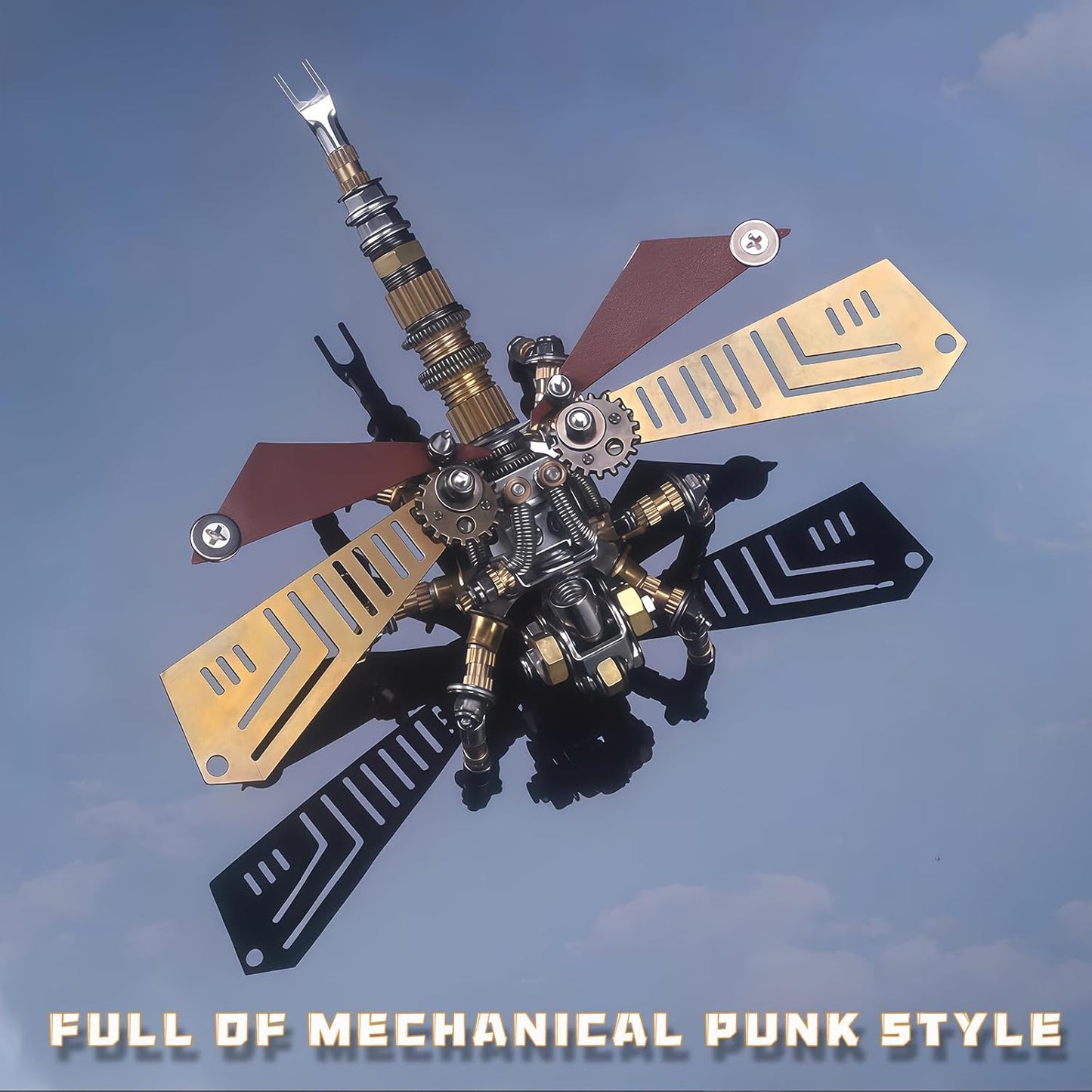 Adult 3D Metal Puzzle, Punk Insect Model Set, 3D Mechanical Insect Building Block Puzzle, Fun DIY Assembly, high-end Men's Gift. (Metal Dragonfly)