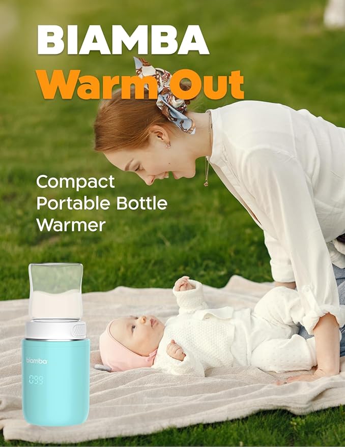 Warm Out Portable Bottle Warmer for Travel - Small & Compact Baby Bottle Warmer On The Go, 4 Heating Temperature - Leak Resistant, Splash Proof Silicone - USB Charging, For All Types of Bottles