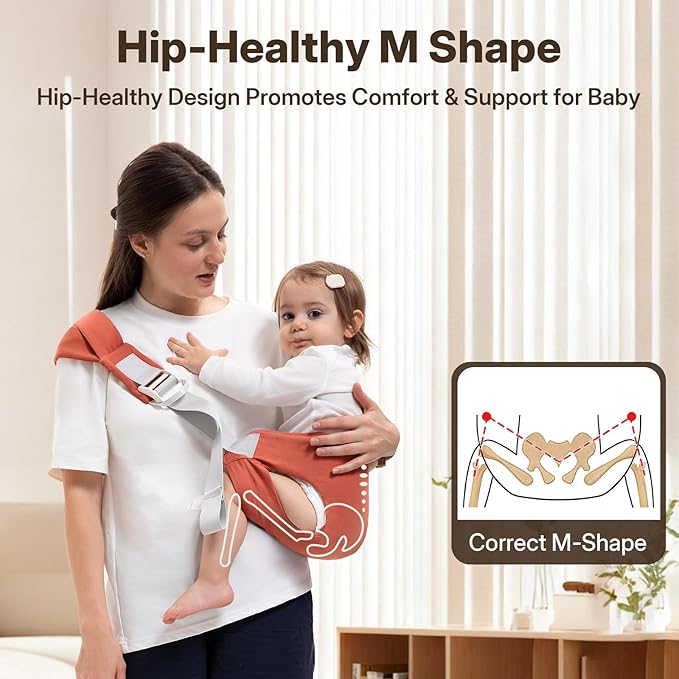 Toddler Carrier for 25-60 lbs,Comfortable&Lightweight Baby Sling Carrier,Adjustable with Left/Right Shoulder Straps,One Size Fits All,Ideal for Shopping and Travel-Orange