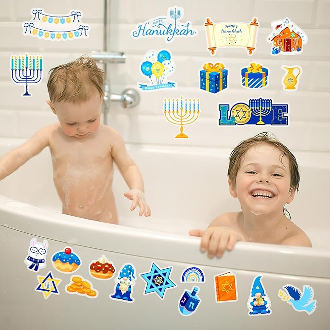 MARFOREVER 25 Pieces Hanukkah Window Gel Clings, Reusable Thick Chanukah Window Clings Decals for Chanukah Theme Party Favors Classroom School Office Wall Glass Decoration