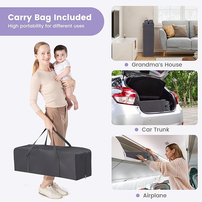 Costzon 3 in 1 Pack and Play with Bassinet, Portable Baby Playard with Changing Table, Music Box, Whirling Toys, Wheels/Brake, Basket, Bag, Foldable Infant Bassinet for Baby Toddlers Indoor Outdoor