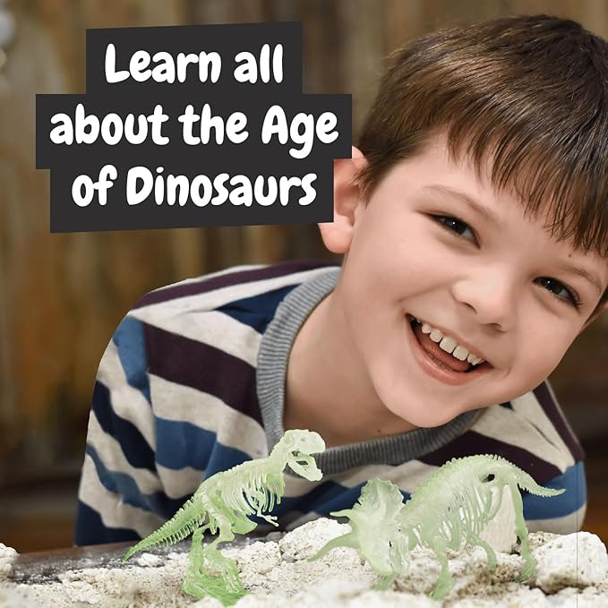 Science4you Dinosaur Fossil Excavation Kit 2 in 1 - Glow-in-The-Dark Fossil Digging Kit for Kids, Build 2 Dinosaur Fossils, 22 Pieces, Archeology Set - Dinosaur Toys, Games for Boys and Girls Age 6+