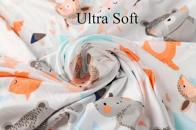 Bassinet Sheet Set 2 Pack Snug Fitted Cradle Fitted Sheets, Stretchy Ultra Soft, for Oval Rectangle Hourglass Bassinet Mattress, Unisex Boy Girl, Tiger Elephant & Fox