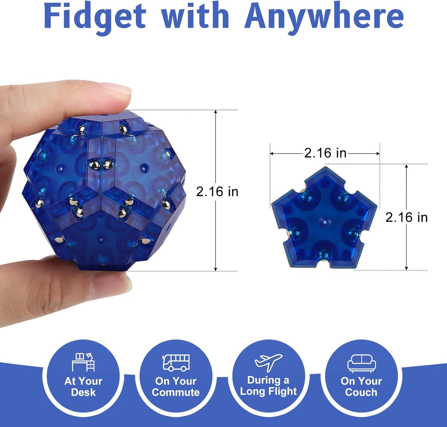 Magnetic Ball Toys, Fidget Toys,Stocking Stuffers for Adults,Gift for Teenage ,Gifts for Men，Gifts for dad,Novelty Toy Gift for Friend，12-Piece Set (Blue)