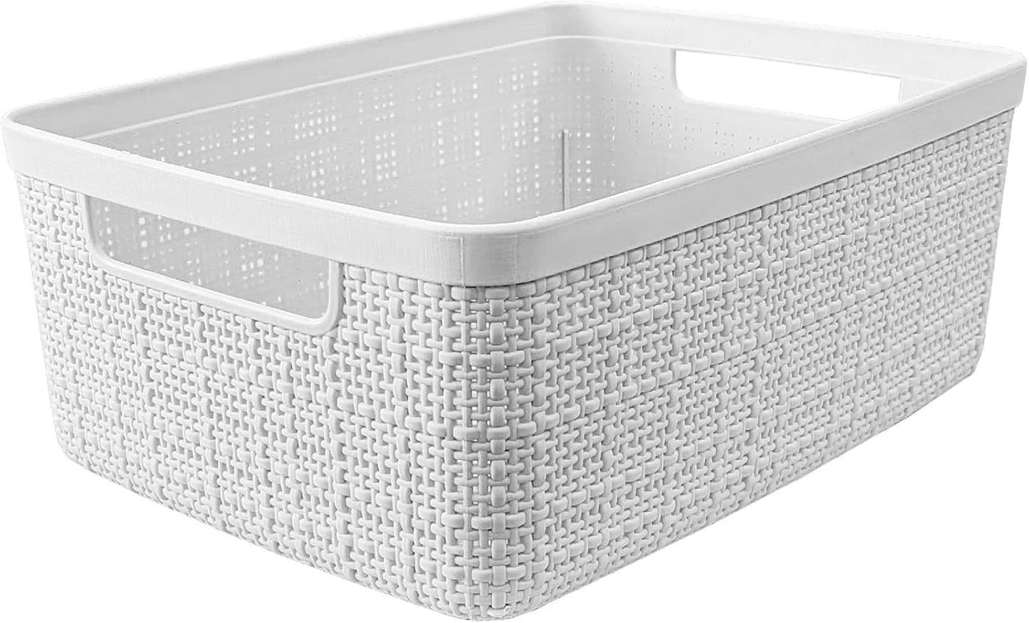 Curver Set of 8 Jute Small Decorative Plastic Organization and Storage Baskets, Perfect Bins for Home Office, Closet Shelves, Kitchen Pantry and All Bedroom Essentials