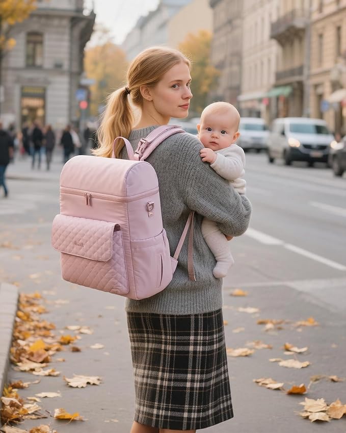 LOVEVOOK Diaper Bag Backpack, 3 in 1 Baby Bag with Changing Pad & Detachable Straps, Large Diaper Backpack for Mom Dad with Stroller Buckles