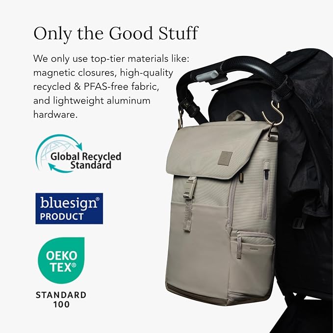 Huhu Diaper Bag Backpack – Baby Bag for Moms & Dads – Water-Resistant, Unisex Travel Kit for New Parents – Includes Changing Pad and 2 Organizer Pouches (Daybreak Taupe)