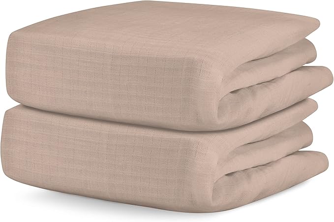 Newton Baby Fitted Single Layer Crib Sheet (2-Pack) - Ultra Breathable and Soft, Organic Cotton, Fits All Standard Cribs, Clay