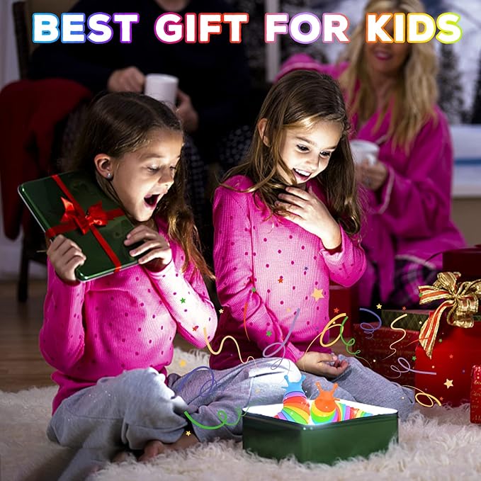 Cevioce Fidget Slug Toy, Sensory Slug Fidget Toy for Kids & Adults, 2 PCS Cute 3D Articulated Sensory Toys - Can Be Spliced, Safe｜Exercise Wrist Strength & Stress Relief, Great Gift for ADHD Autism A