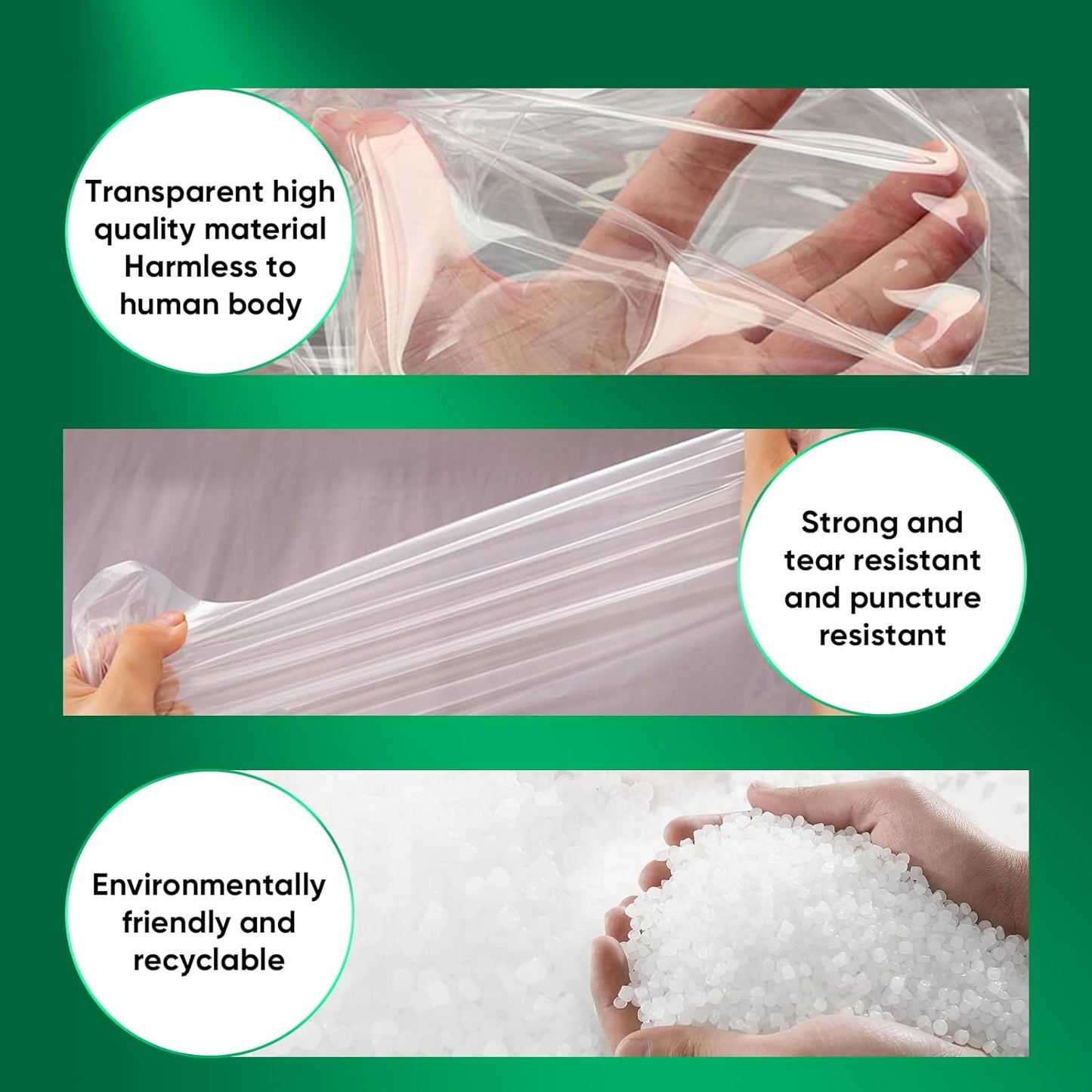 ZCHENBS® – Mattress Bags for Moving and Storage,Mattress Bag with Zippers,5 Mil Ultra-Thick Bed Bag,Waterproof,Anti-Tear,Heavy-Duty Mattress bag (Tansparent/Green, Full/Full XL-(2 Pack))