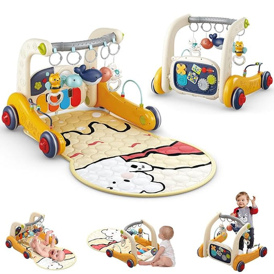 3-in-1 Baby Gym Play Mat with Kick Piano – Musical Activity Center for Infants & Toddlers, Tummy Time Playmat with Lights for Newborns (0-12 Months)