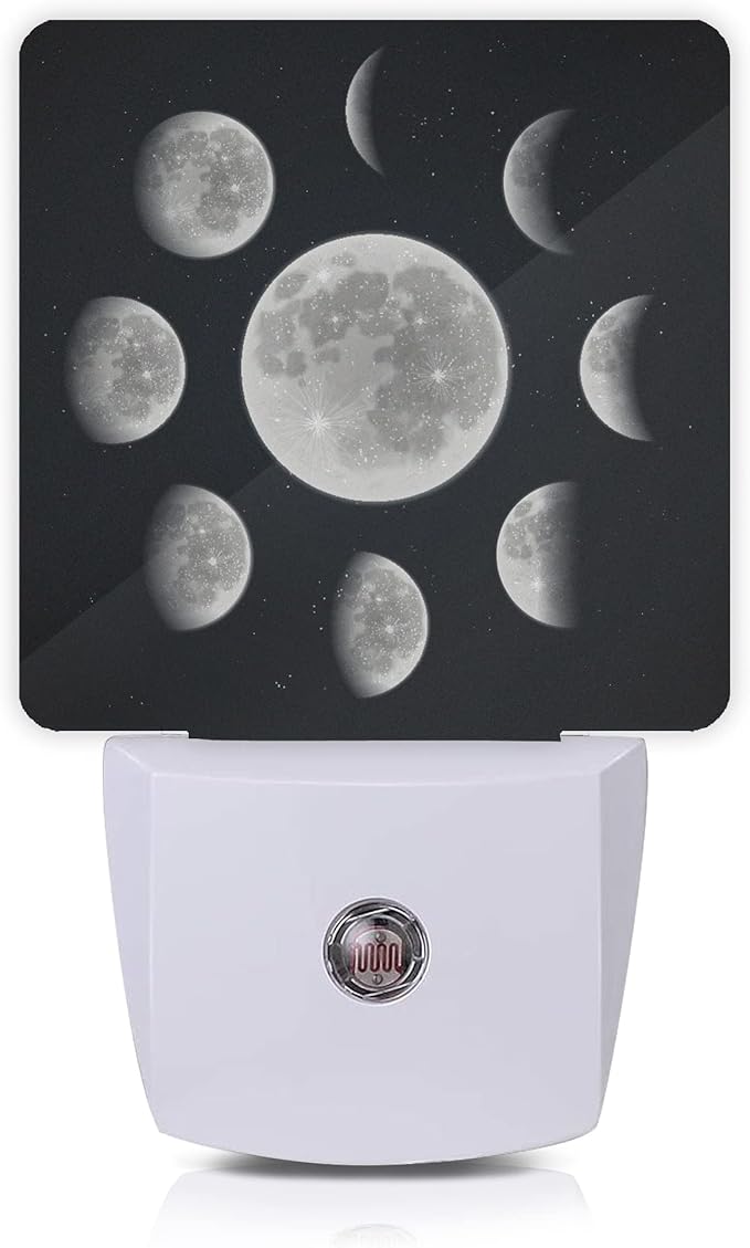 Moon Phases Night Light Plug-in LED Nightlights Auto Sensor Night Lamp Dusk-to-Dawn Lamp Home Decor for Nursery Children Girls Boys