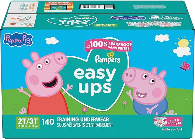 Pampers Training Pants - Easy Ups Girls & Boys - Size 2T-3T, 140 Count, Peppa Pig Potty Underwear (Packaging May Vary)
