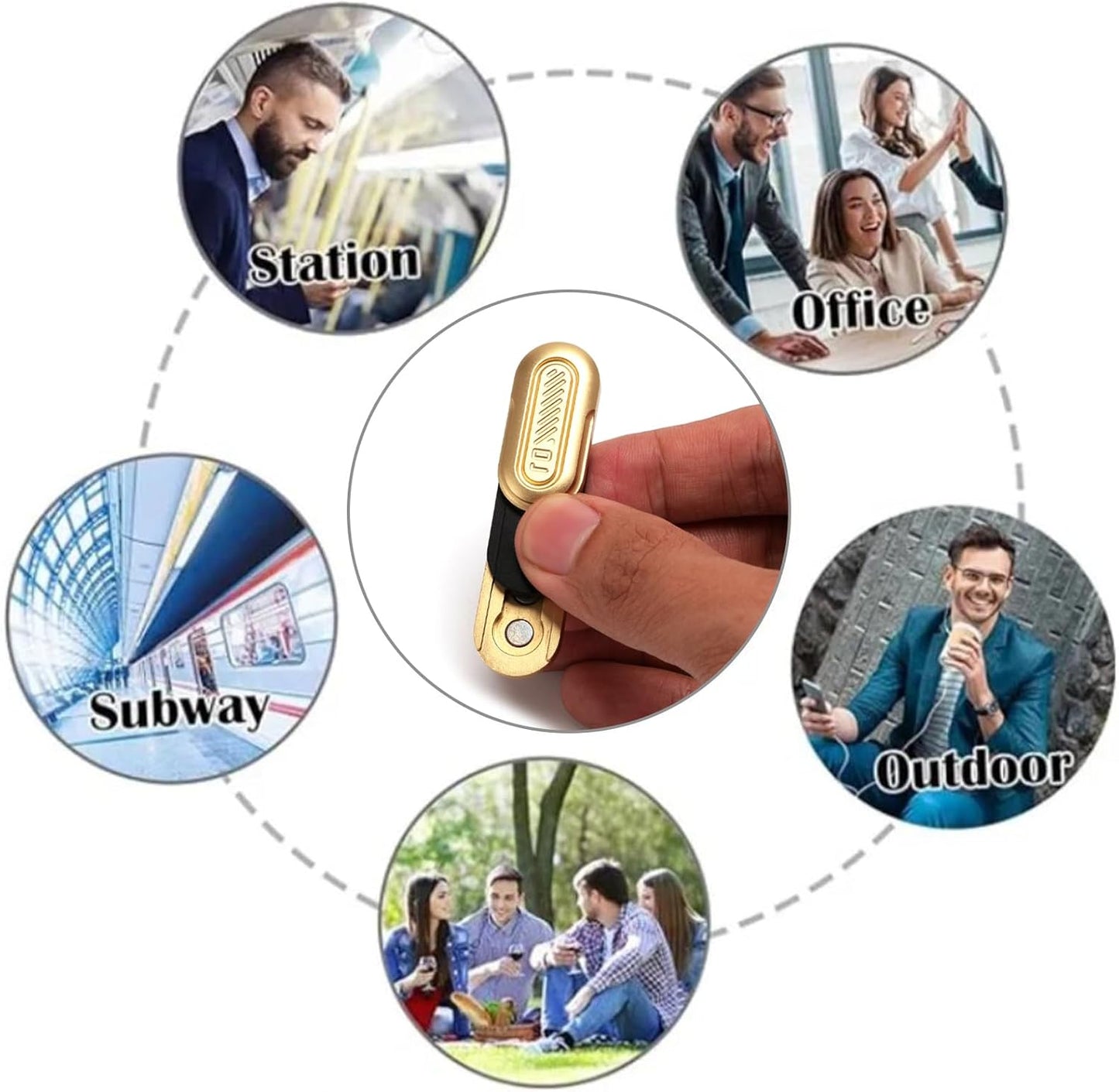 Mini Fidget Slider, Metal Card Fidget Slider Fidget Keychain Fidget Blocks Kit Adult Anxiety Anti Stress (#1 - Gold)