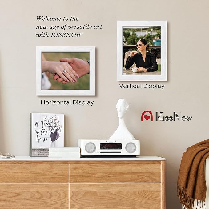 8x10 Picture Frame 2 Pack, White Solid Wood Gallery Photo Frame, Wall Hanging or Tabletop Display