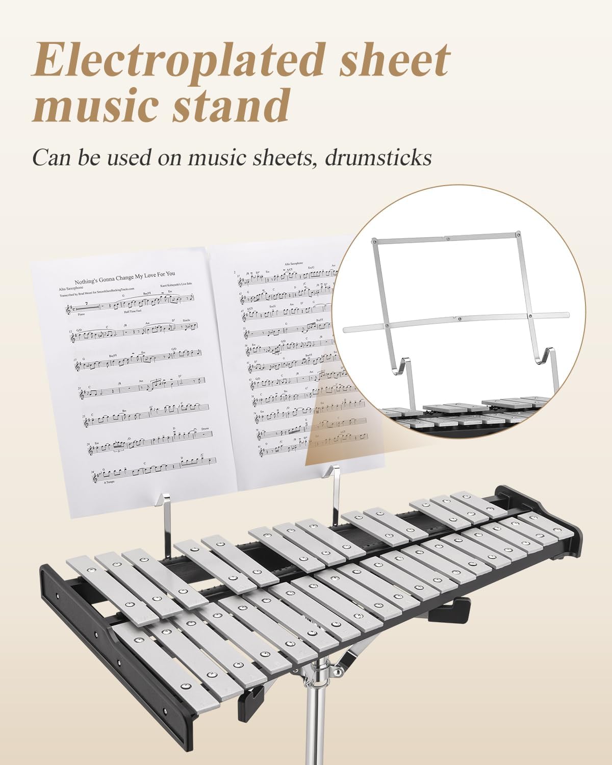 Eastar Advanced 32 Note Glockenspiel Xylophone Bell Kit Beginner Students, Percussion Kit with 8'' Drum Practice Pad, Adjustable Stand, Glockenspiel Stick, Drum Sticks and Carrying Bag