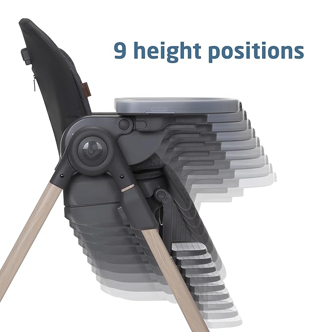 Maxi-Cosi Minla 6-in-1 High Chair for Babies & Toddlers, Portable Foldable Highchair, EcoCare Fabric, 9 Heights, 5 Reclines, 4 Tray Positions, Classic Graphite