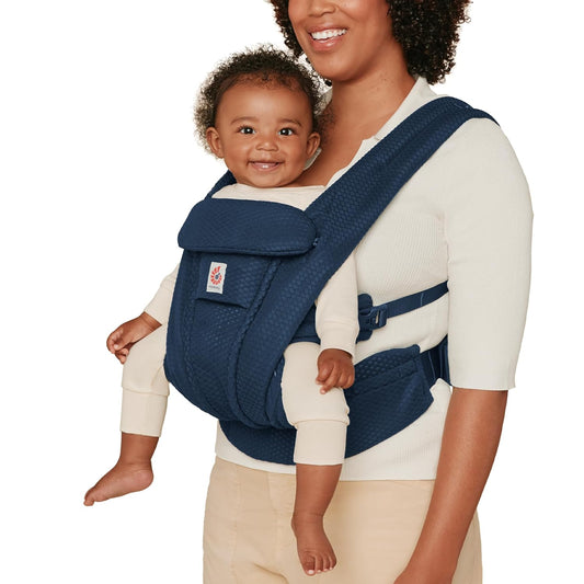 Ergobaby Omni Deluxe Baby Carrier Newborn to Toddler - Breathable Baby Carriers for Summer - All-Position Carrier with Enhanced Lumbar Support & Airflow (7-45 Pounds), Mesh, Midnight Blue
